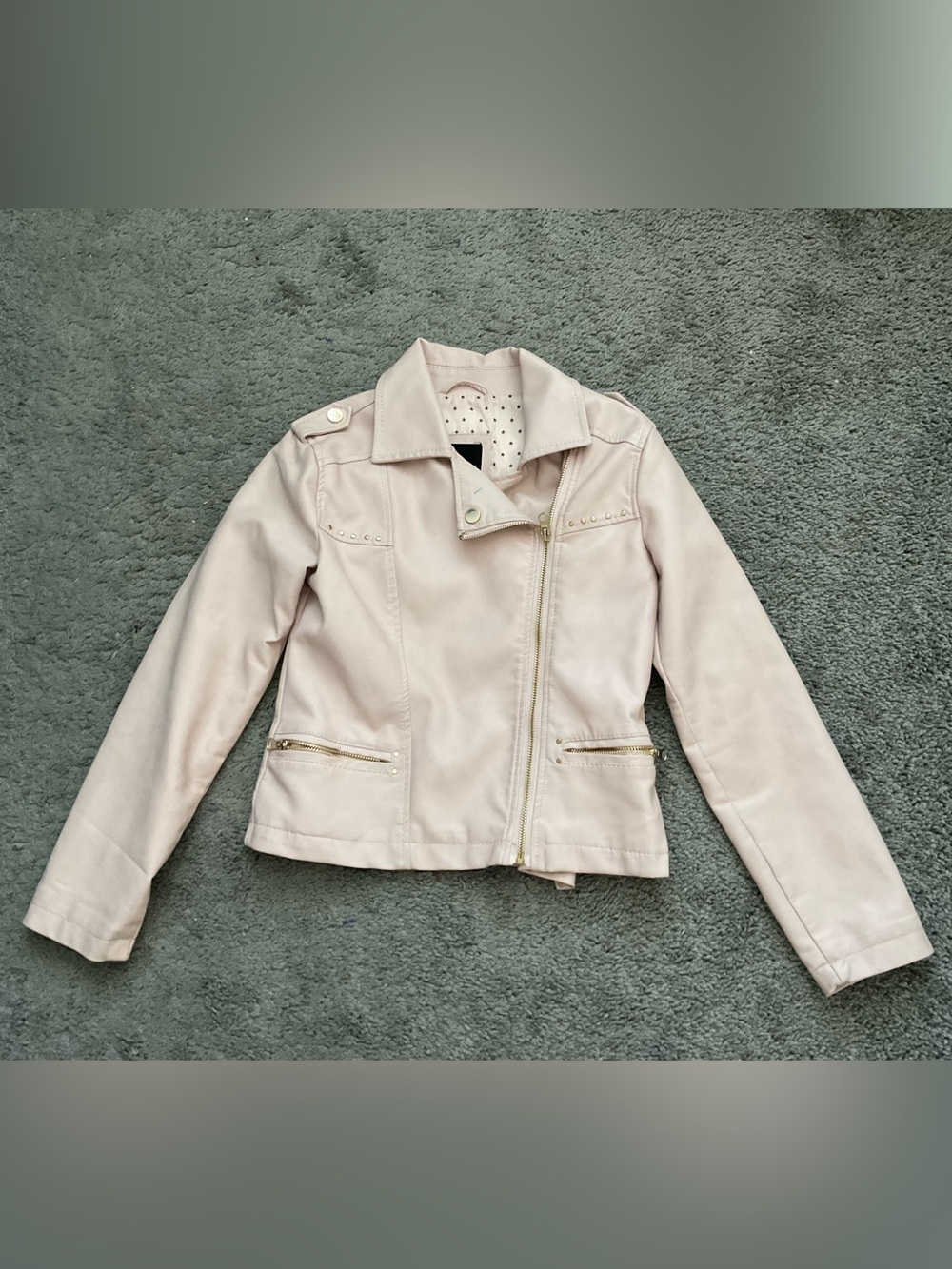 Me Jane Girls Pale Pink Moto Jacket with Gold Zippers